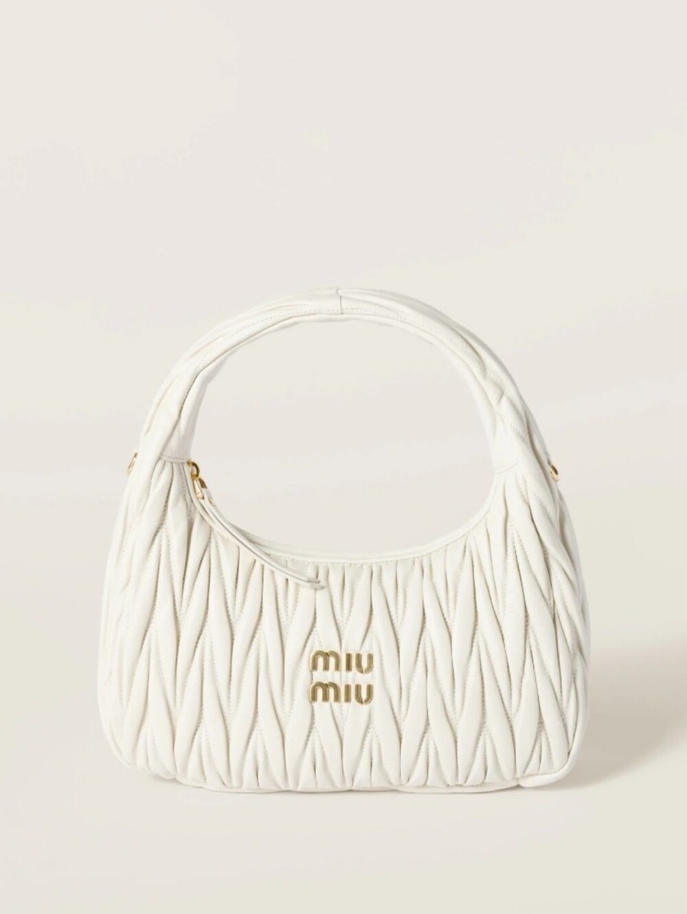 White Pleats Matelassé Nappa Leather Crossbody Bag